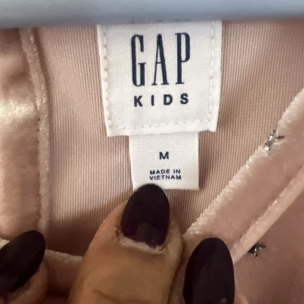 Gap Kids Girls Glitter‎ Star  Velvet Dress Size M Muted Blush Pink